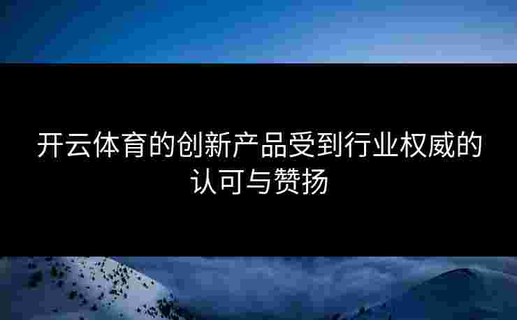 开云体育的创新产品受到行业权威的认可与赞扬
