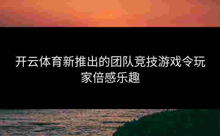 开云体育新推出的团队竞技游戏令玩家倍感乐趣